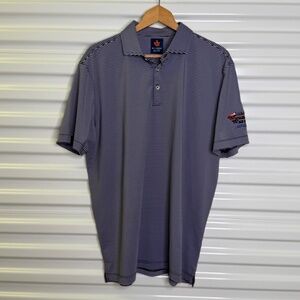 Donald Ross Sport Mens L Black White Striped Wounded Warrior Logo Golf Polo